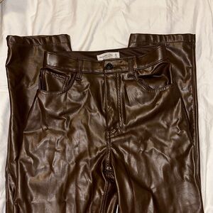 Abercrombie leather pants brown- worn once